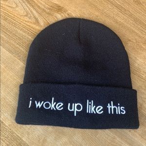 Black worded Beanie